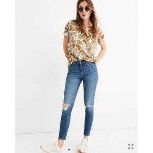 Madewell 9 High Rise Skinny Cropped Blue Distressed Jeans Size 24